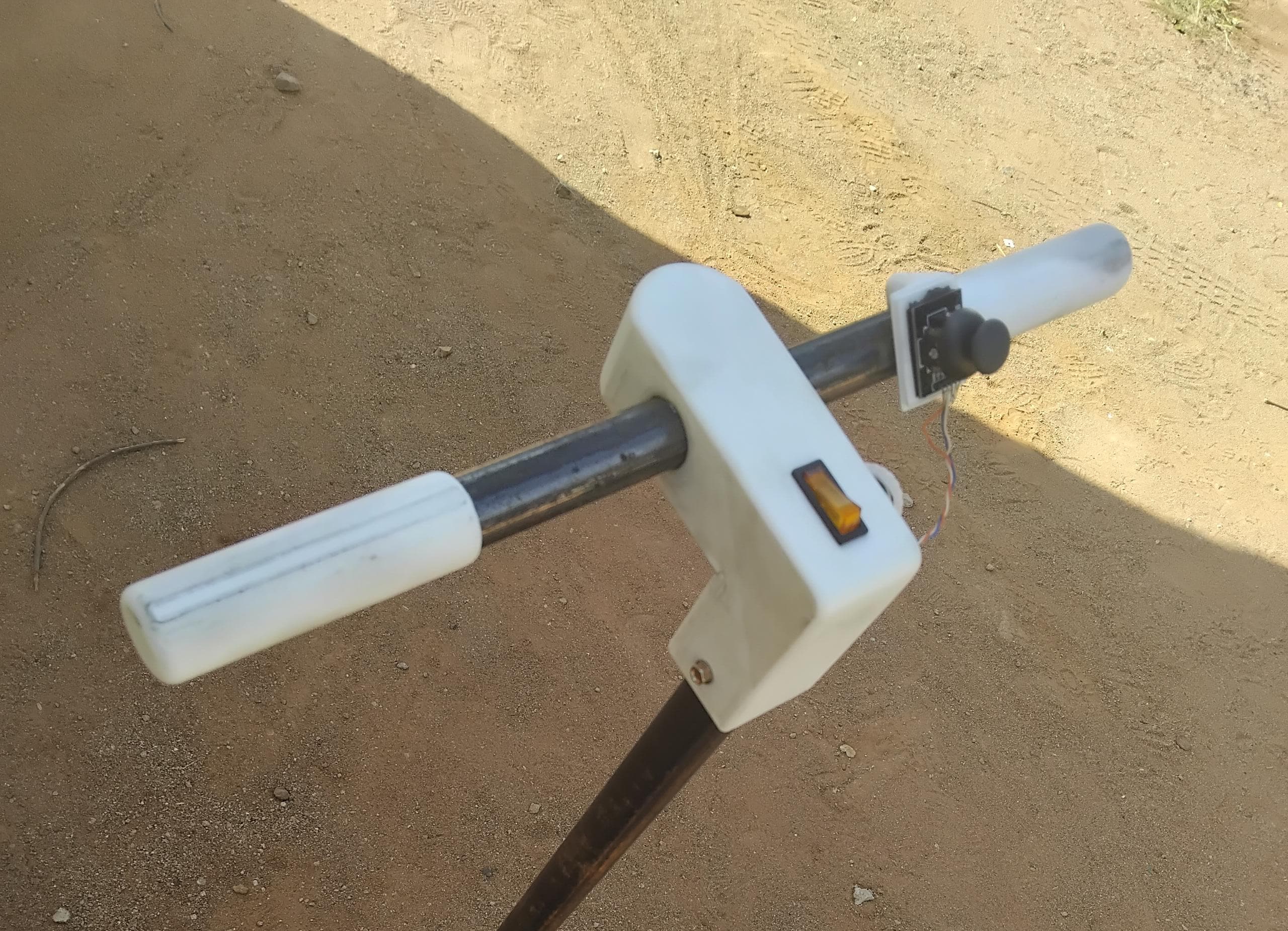 Handles and bracket assembled on scooter steering shaft